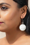Handmade Mother Of Pearl & German Silver Designer Bead Earrings