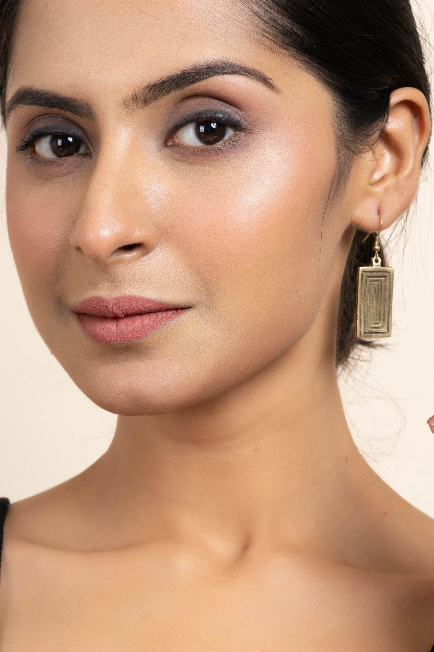 Handmade Golden Brass Rectangular Earrings - Unique Modern Design For All Occasions - Lookandadorn.com