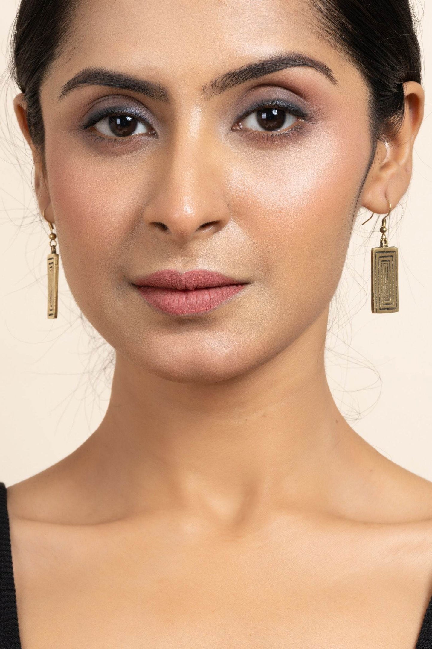 Handmade Golden Brass Rectangular Earrings - Unique Modern Design For All Occasions - Lookandadorn.com