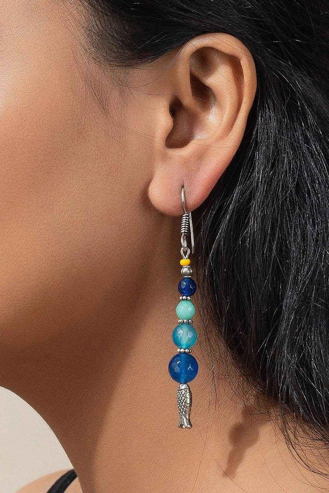 Handmade Semi Precious Stone Fish Design Earrings - Unique, Non-Allergic, Perfect For All Occasions - Lookandadorn.com