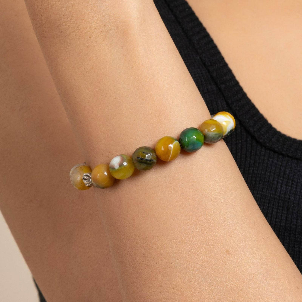 Handmade Bracelets - Yellow Green Semi Precious Onyx Bracelet for Elegant Everyday Wear - Lookandadorn.com