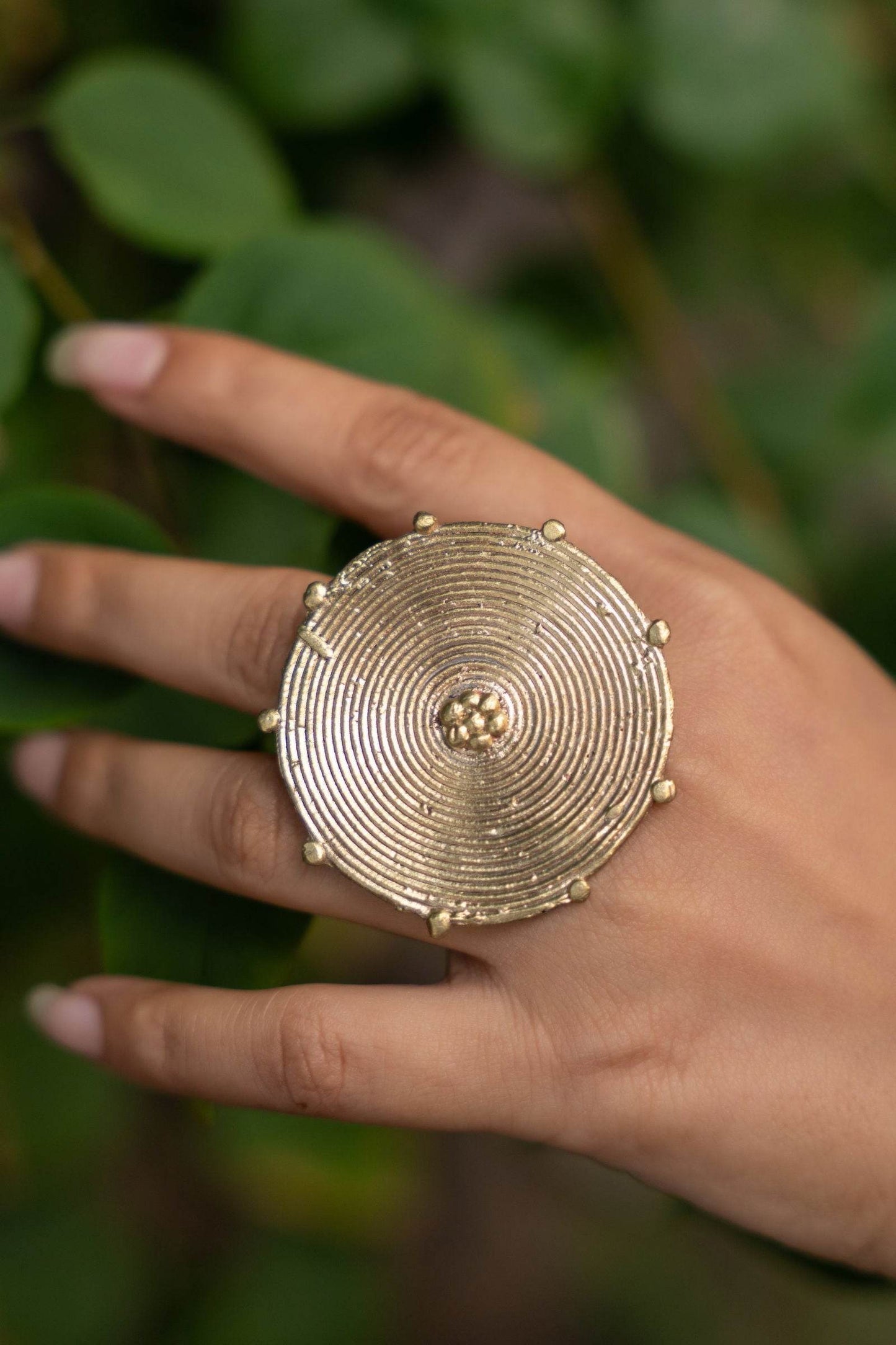 Handmade Adjustable Dokra Brass Finger Ring with Intricate Floral Design - Unique Artisanal Jewelry - Lookandadorn.com