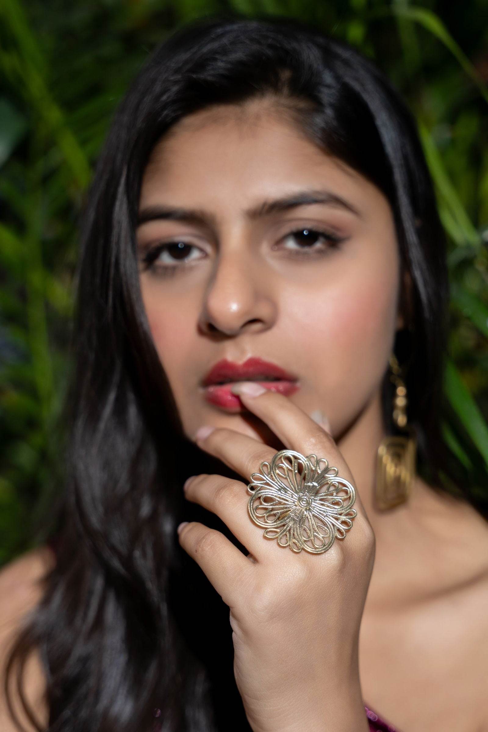 Handmade Floral Motif Dokra Brass Adjustable Finger Ring - Unique Intricate Artisanal Jewelry - Lookandadorn.com