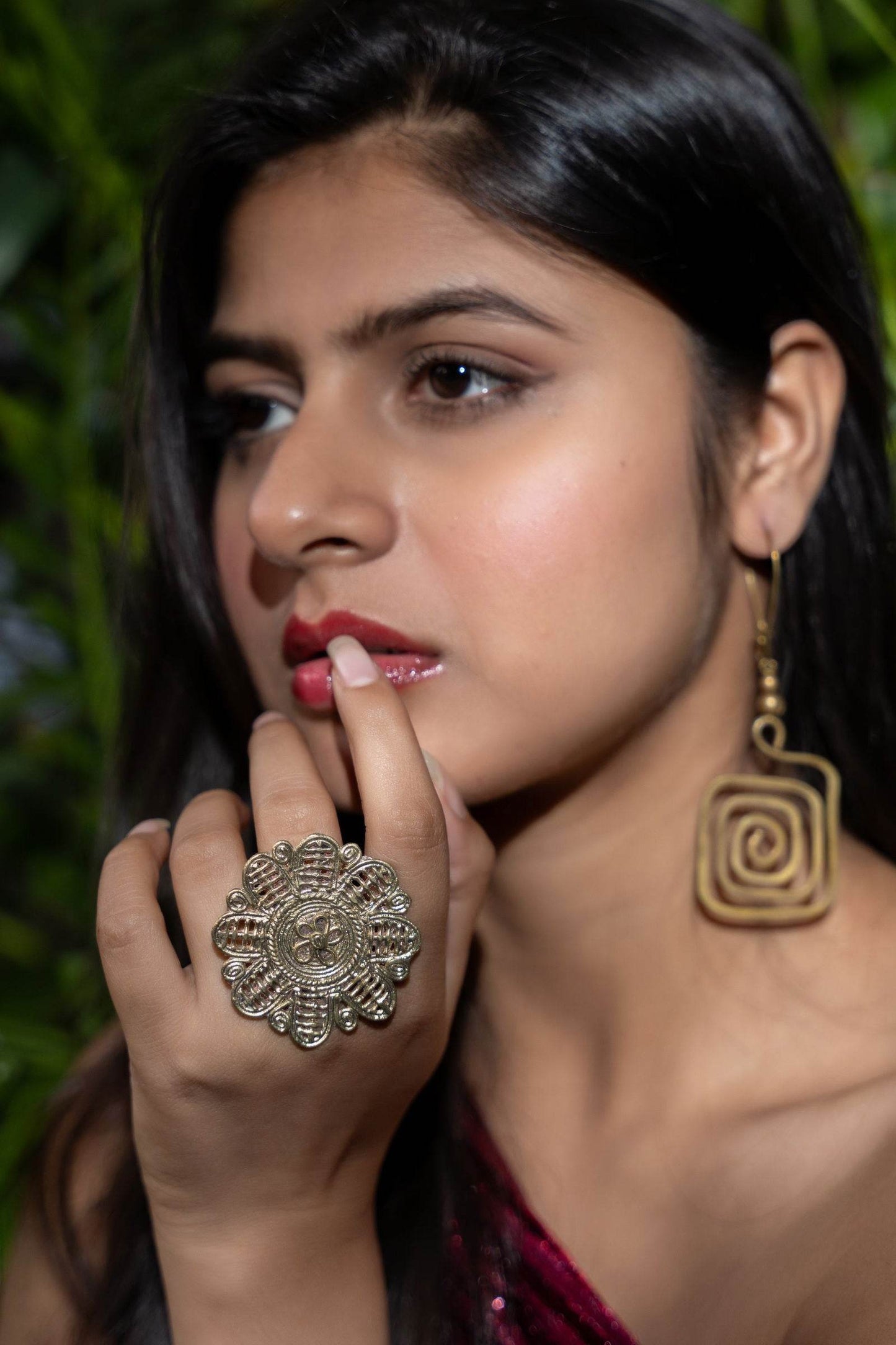 Handmade Adjustable Floral Dokra Brass Finger Ring with Intricate Design and Timeless Elegance - Lookandadorn.com