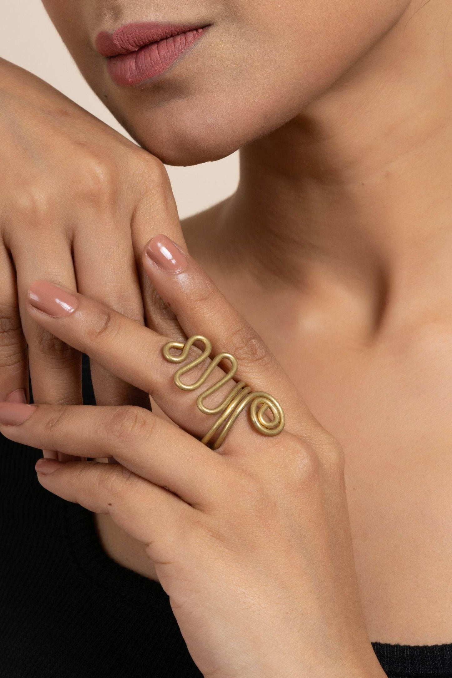 Handmade Adjustable Snake Dokra Brass Ring - Unique Intricate Design for Fashion Enthusiasts - Lookandadorn.com