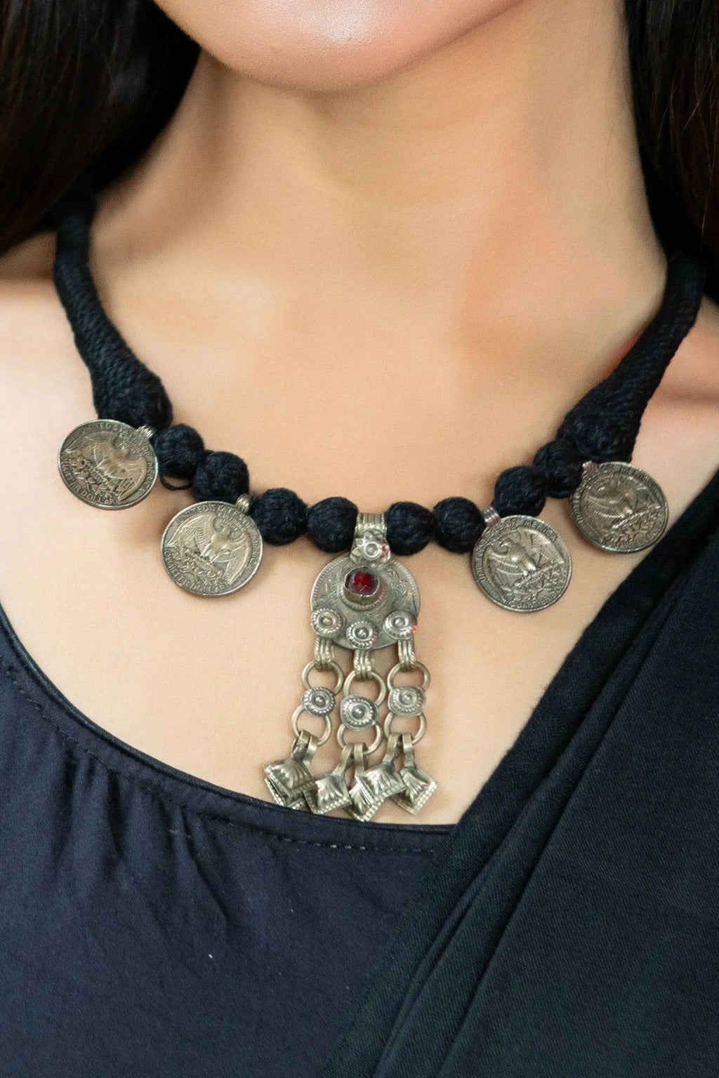 Handmade Afghan Coin Necklace with Intricate Design and High-Quality Materials, Unique Cultural Jewelry - Lookandadorn.com