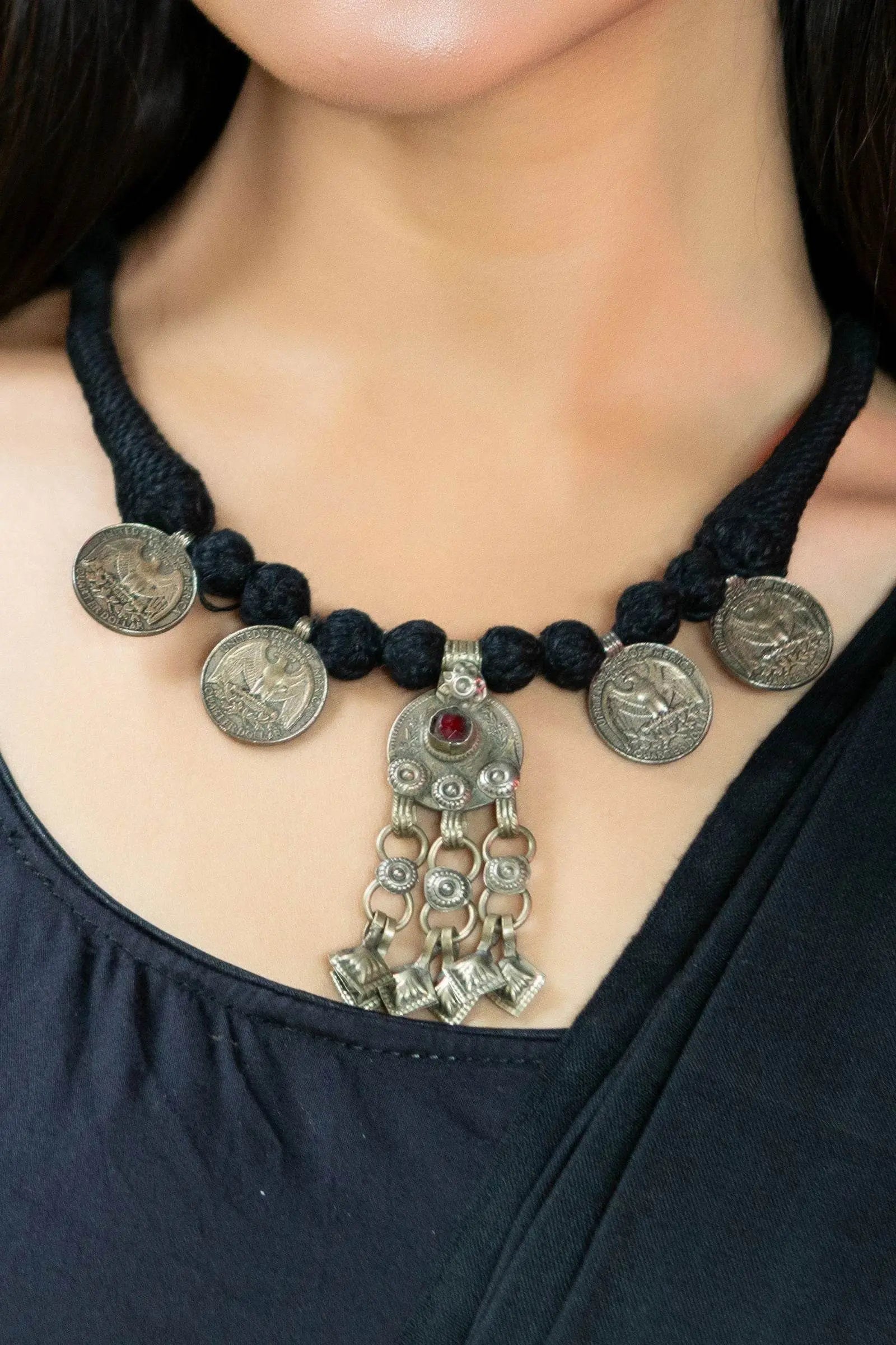 Handmade Afghan Coin Necklace with Intricate Design and High-Quality Materials, Unique Cultural Jewelry - Lookandadorn.com