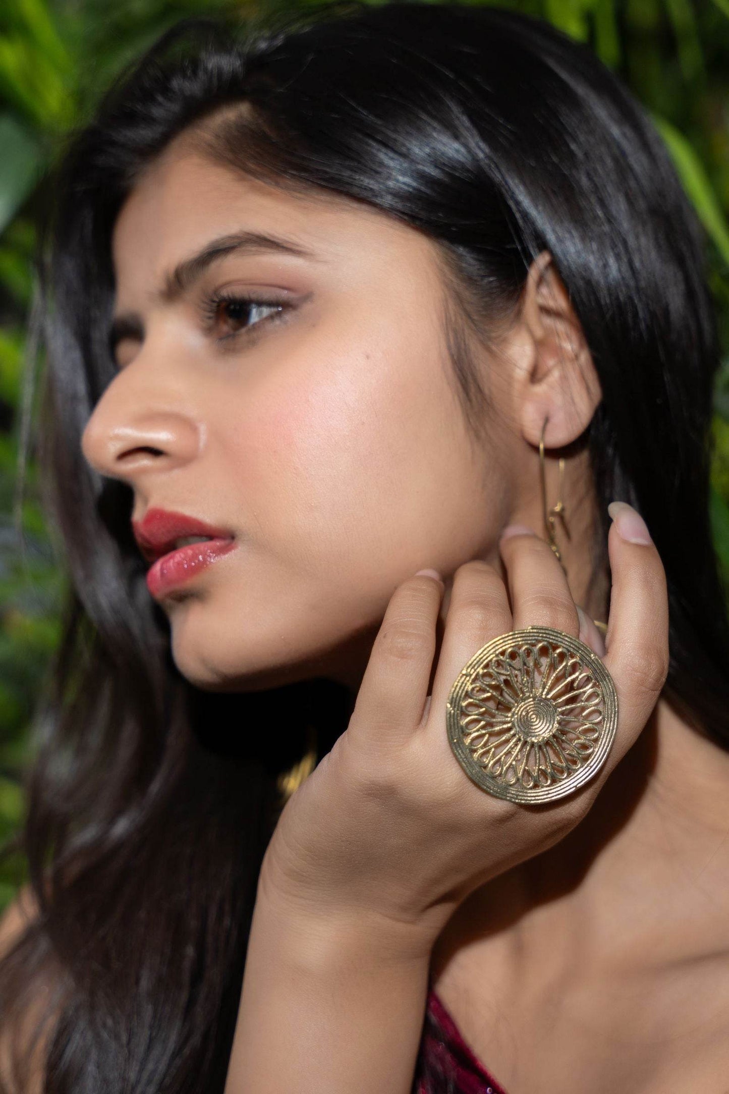 Handmade Circular Dokra Brass Adjustable Finger Rings | Unique Indian Jewelry with Intricate Artistry - Lookandadorn.com