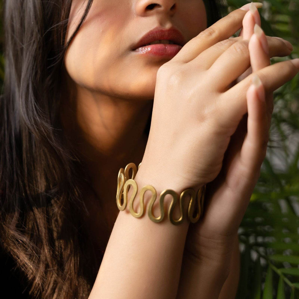 Handmade Dokra Brass Snake Adjustable Bangle - Unique Intricate Design for Any Wrist Size - Lookandadorn.com