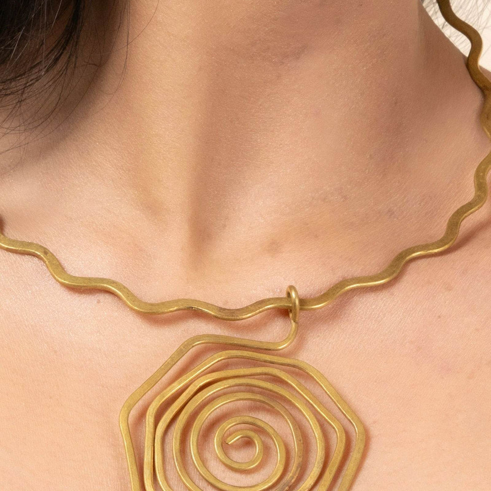 Artisan Handmade Dokra Brass Choker Necklace with Golden Floral Design Jewelry- Timeless Elegance Personified - Lookandadorn.com