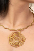 Artisan Handmade Dokra Brass Choker Necklace with Golden Floral Design Jewelry- Timeless Elegance Personified - Lookandadorn.com