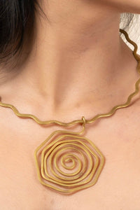 Artisan Handmade Dokra Brass Choker Necklace with Golden Floral Design Jewelry- Timeless Elegance Personified - Lookandadorn.com