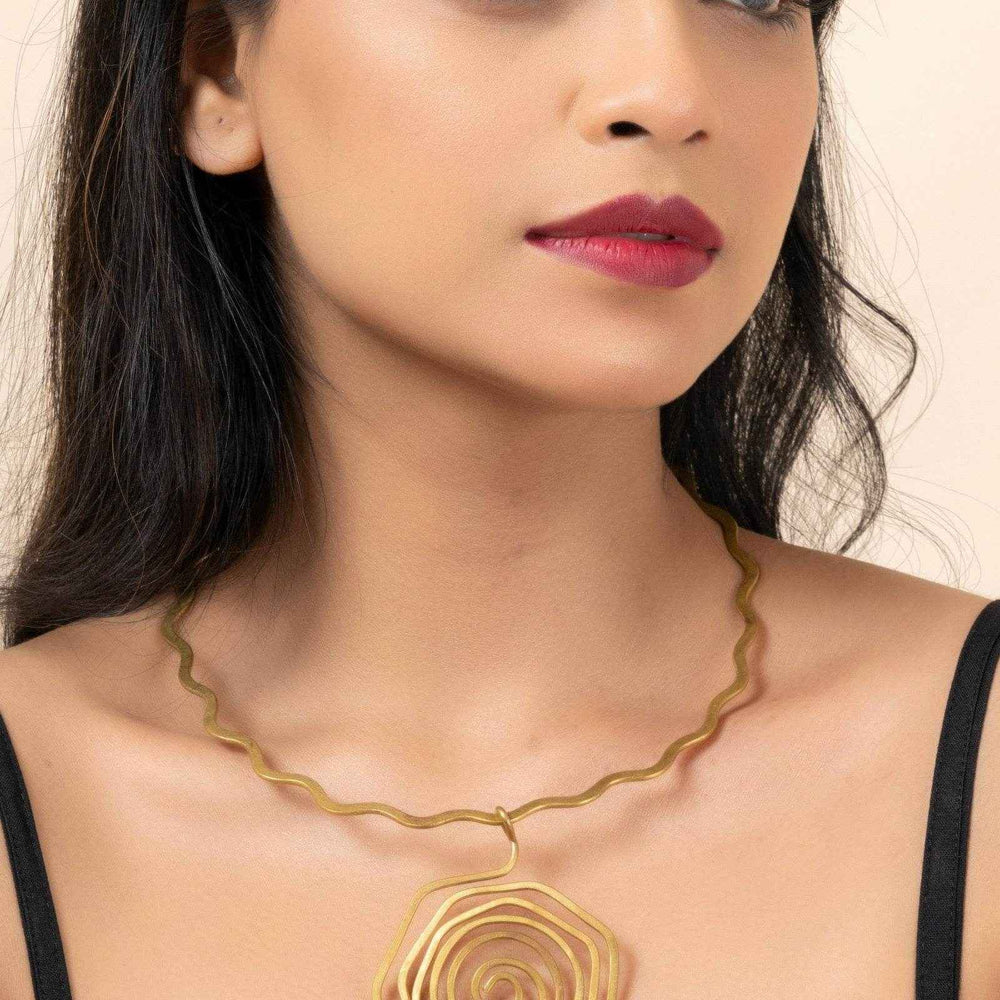 Artisan Handmade Dokra Brass Choker Necklace with Golden Floral Design Jewelry- Timeless Elegance Personified - Lookandadorn.com