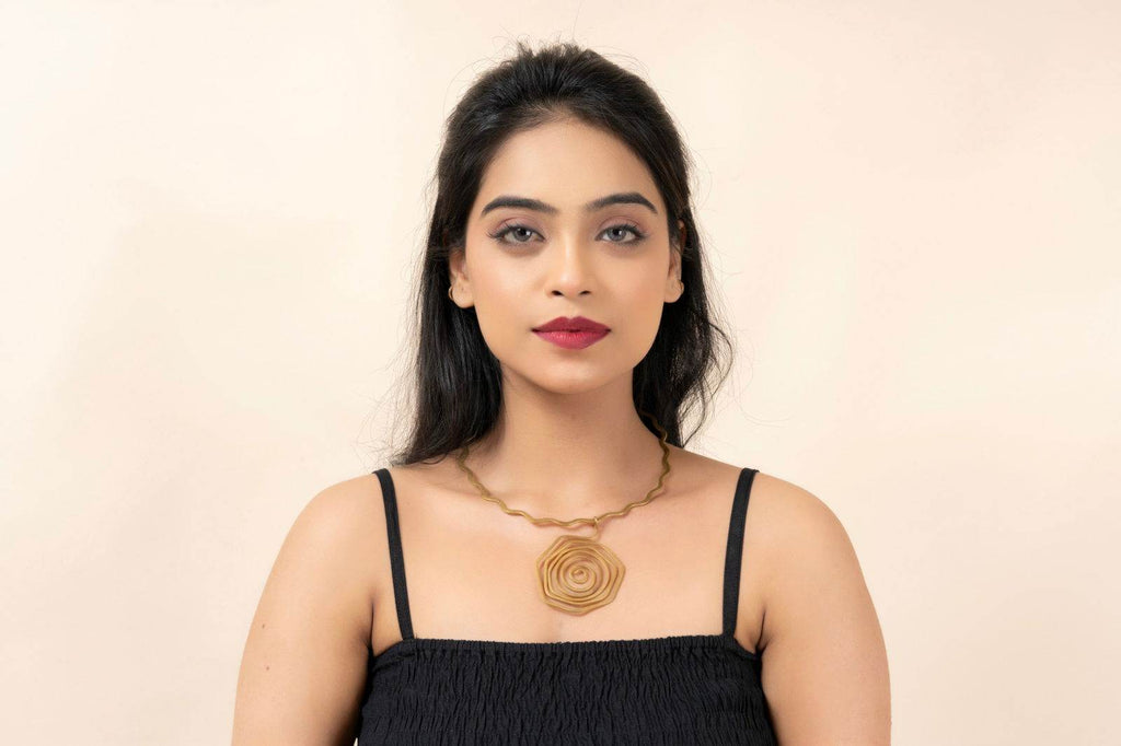 Artisan Handmade Dokra Brass Choker Necklace with Golden Floral Design Jewelry- Timeless Elegance Personified - Lookandadorn.com