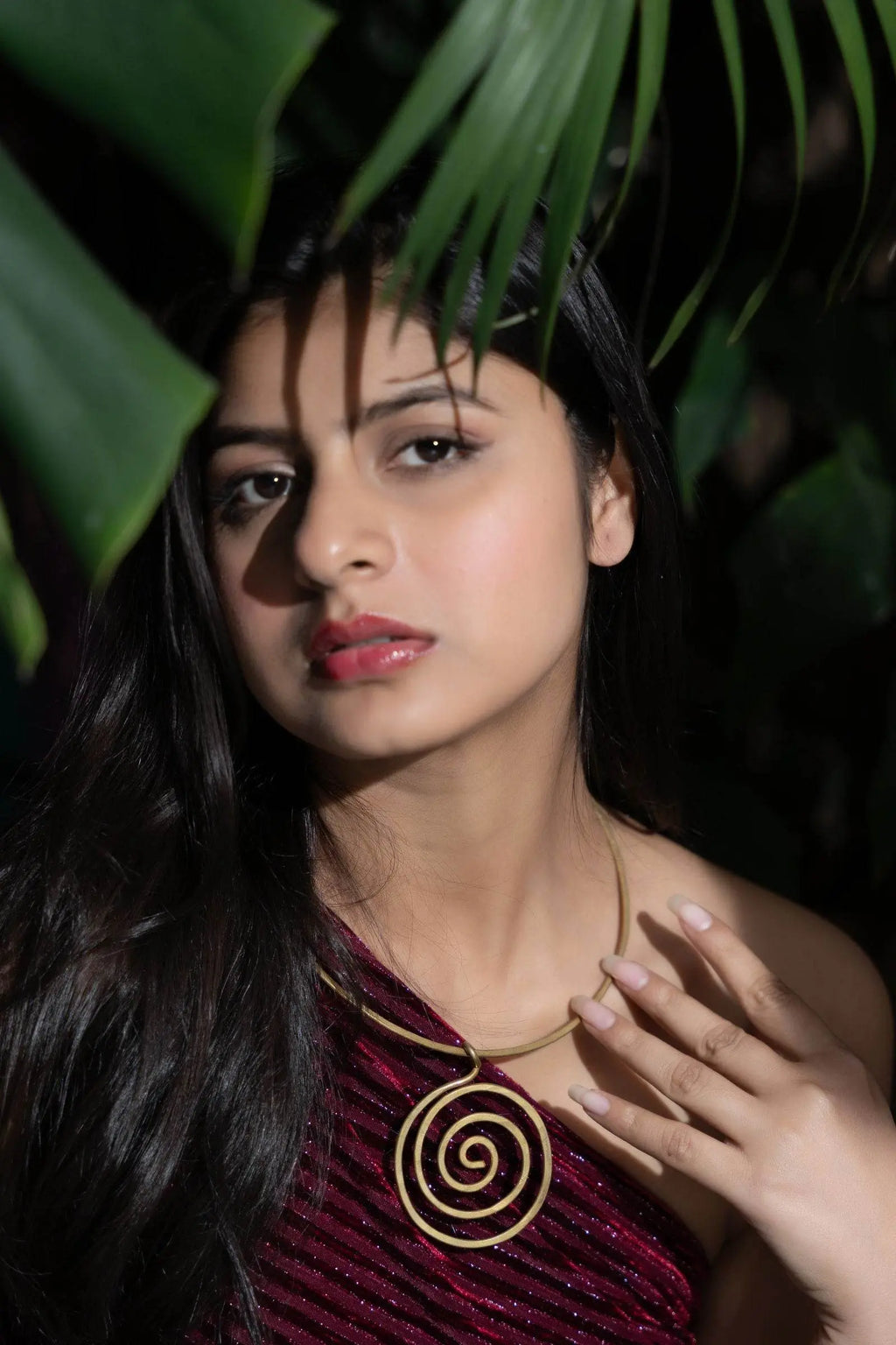 Handmade Dokra Brass Circular Spiral Hasli Necklace with Intricate Design for Ethnic and Western Styles - Lookandadorn.com