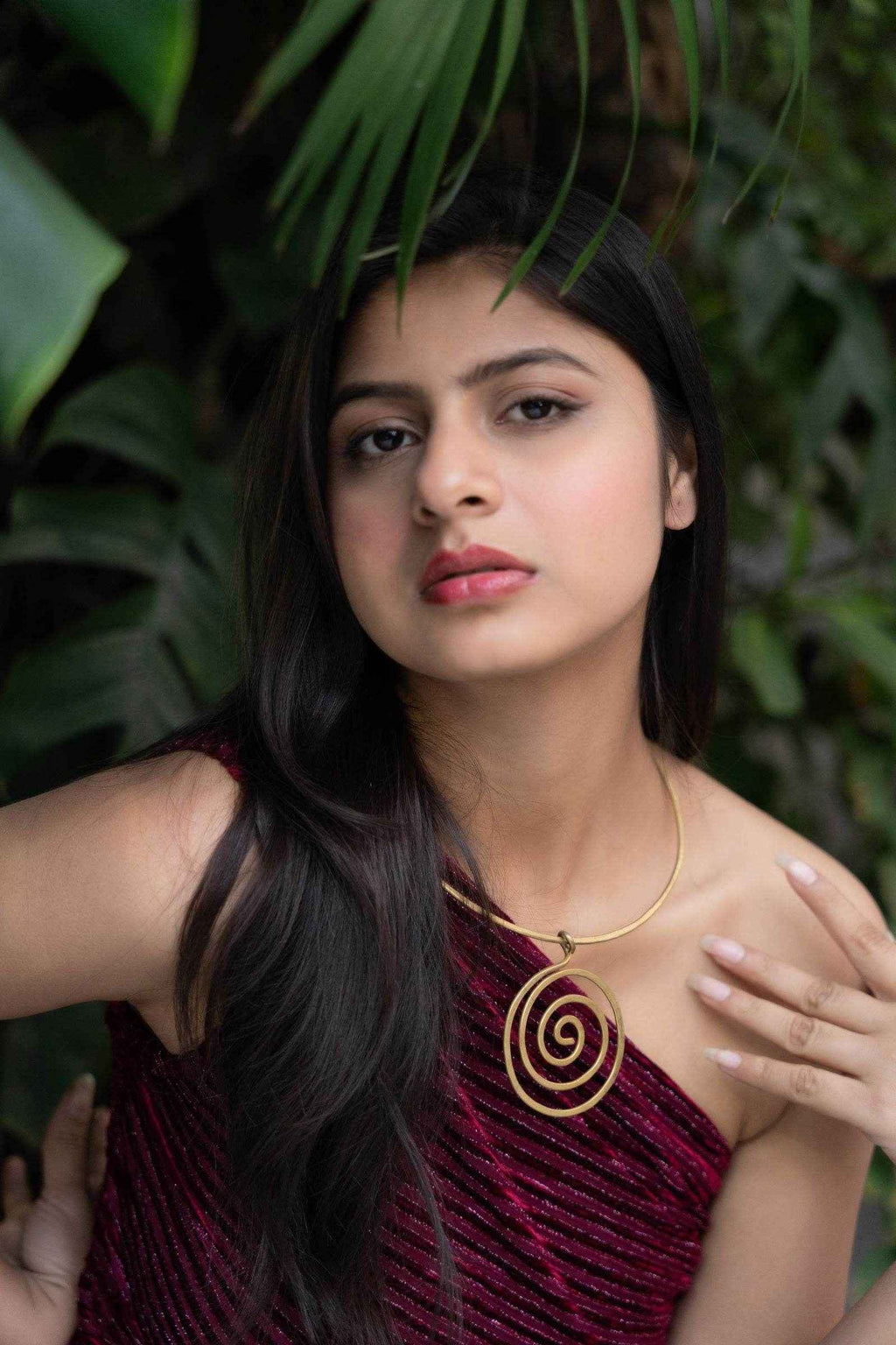 Handmade Dokra Brass Circular Spiral Hasli Necklace with Intricate Design for Ethnic and Western Styles - Lookandadorn.com