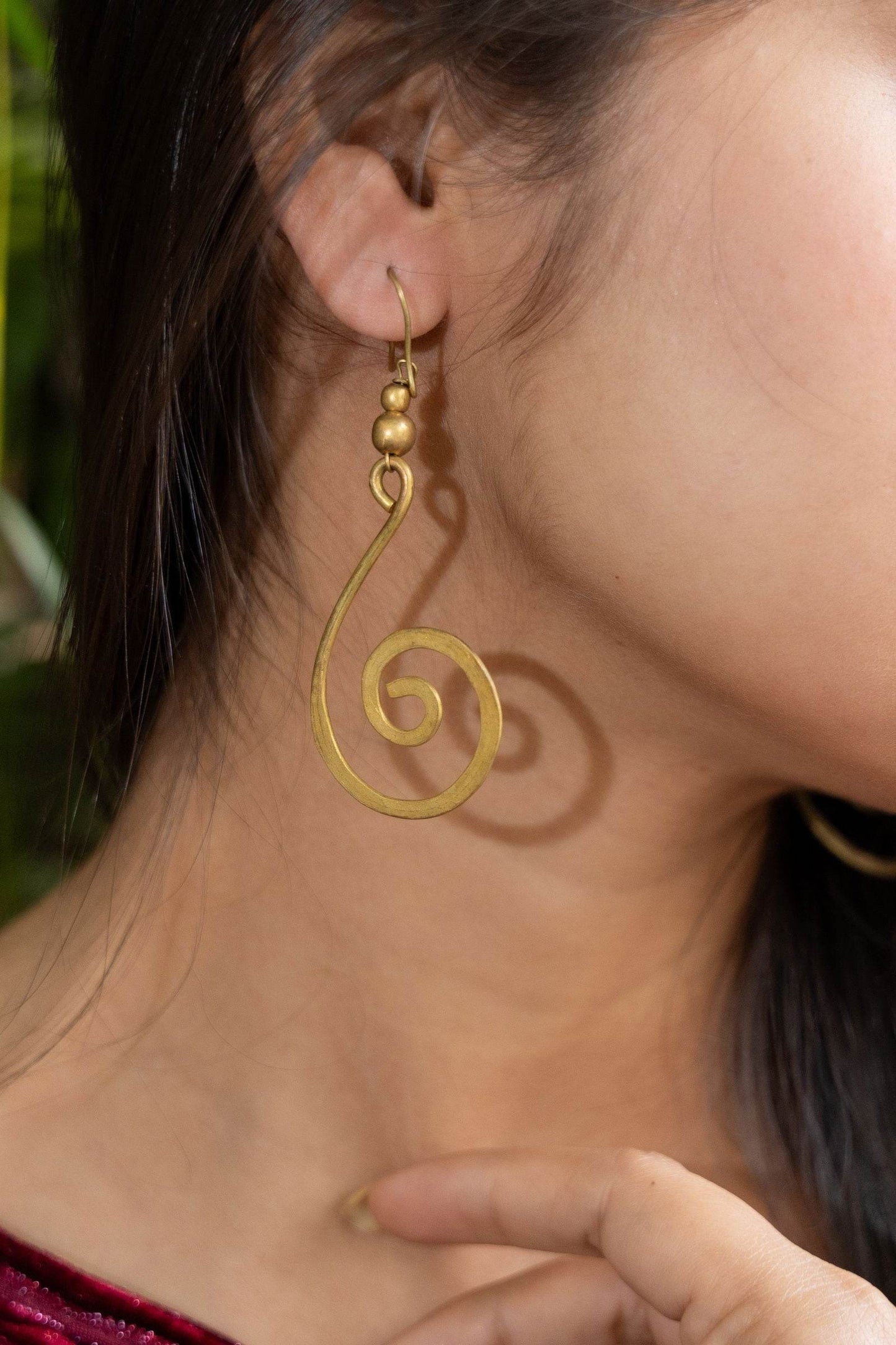 Handmade Dokra Brass Crescent Spiral Earrings - Unique Artistry with Intricate Design - Lookandadorn.com
