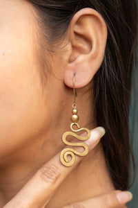 Handmade Dokra Brass Snake Spiral Earrings