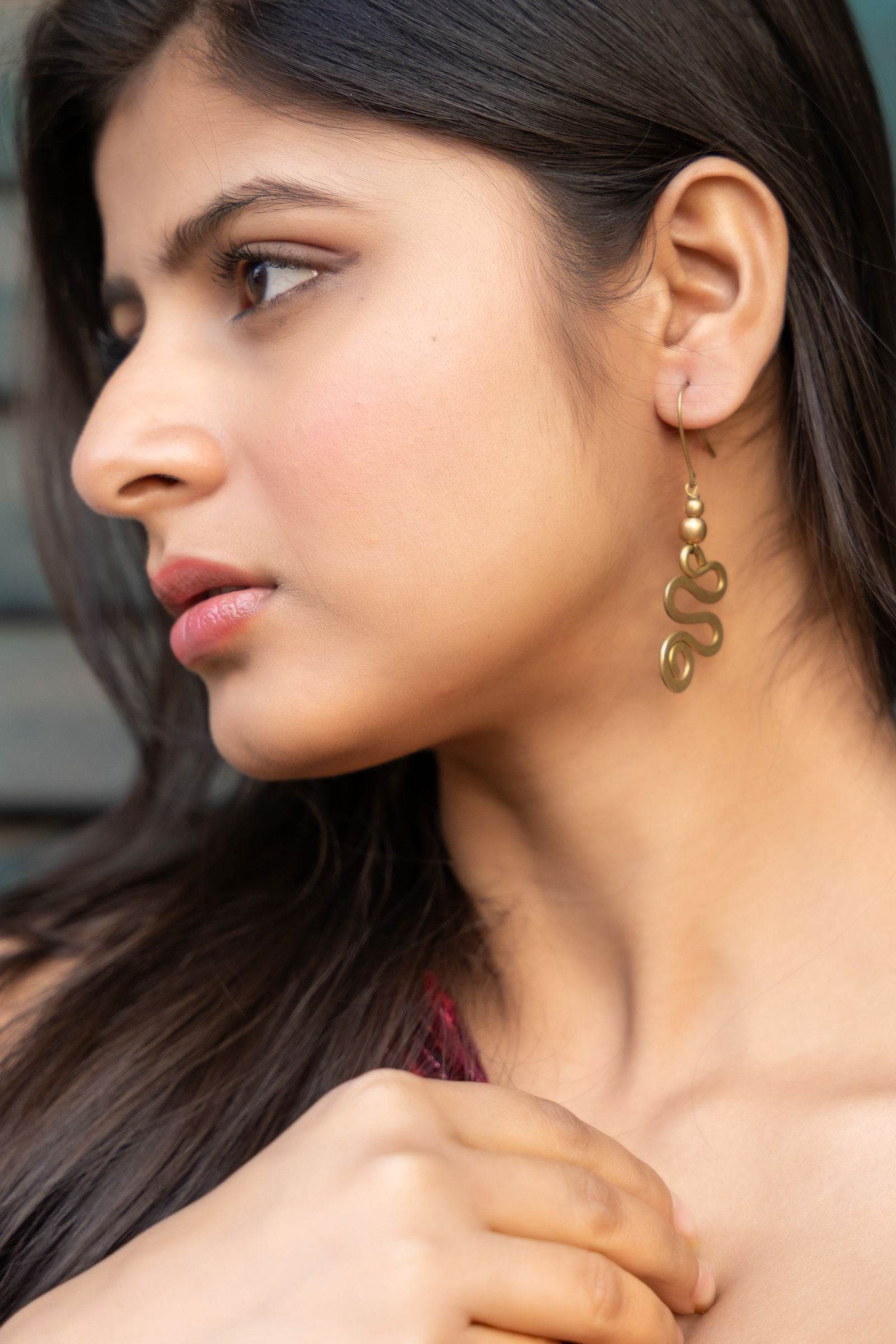 Handmade Dokra Brass Snake Spiral Earrings – Unique Artisan Design for Elegant Style - Lookandadorn.com