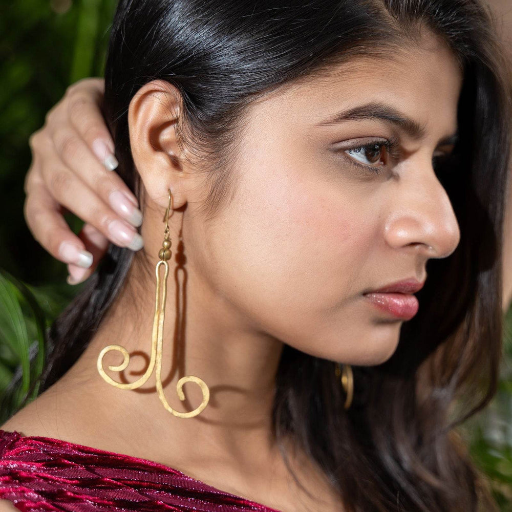 Handmade Dokra Brass Spiral Dangler Earrings - Unique Artisan Crafted Jewelry Piece - Lookandadorn.com