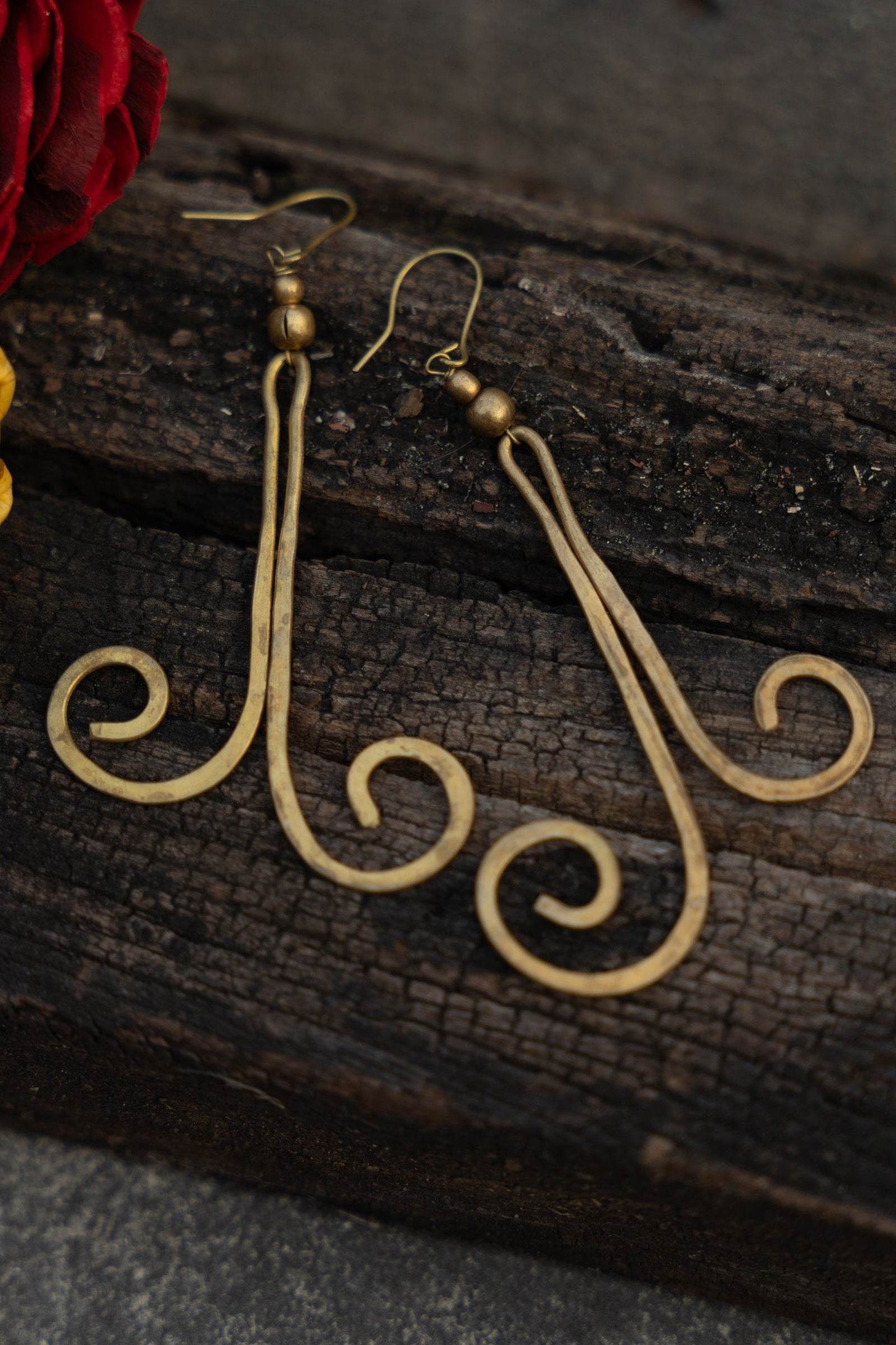 Handmade Dokra Brass Spiral Dangler Earrings - Unique Artisan Crafted Jewelry Piece - Lookandadorn.com
