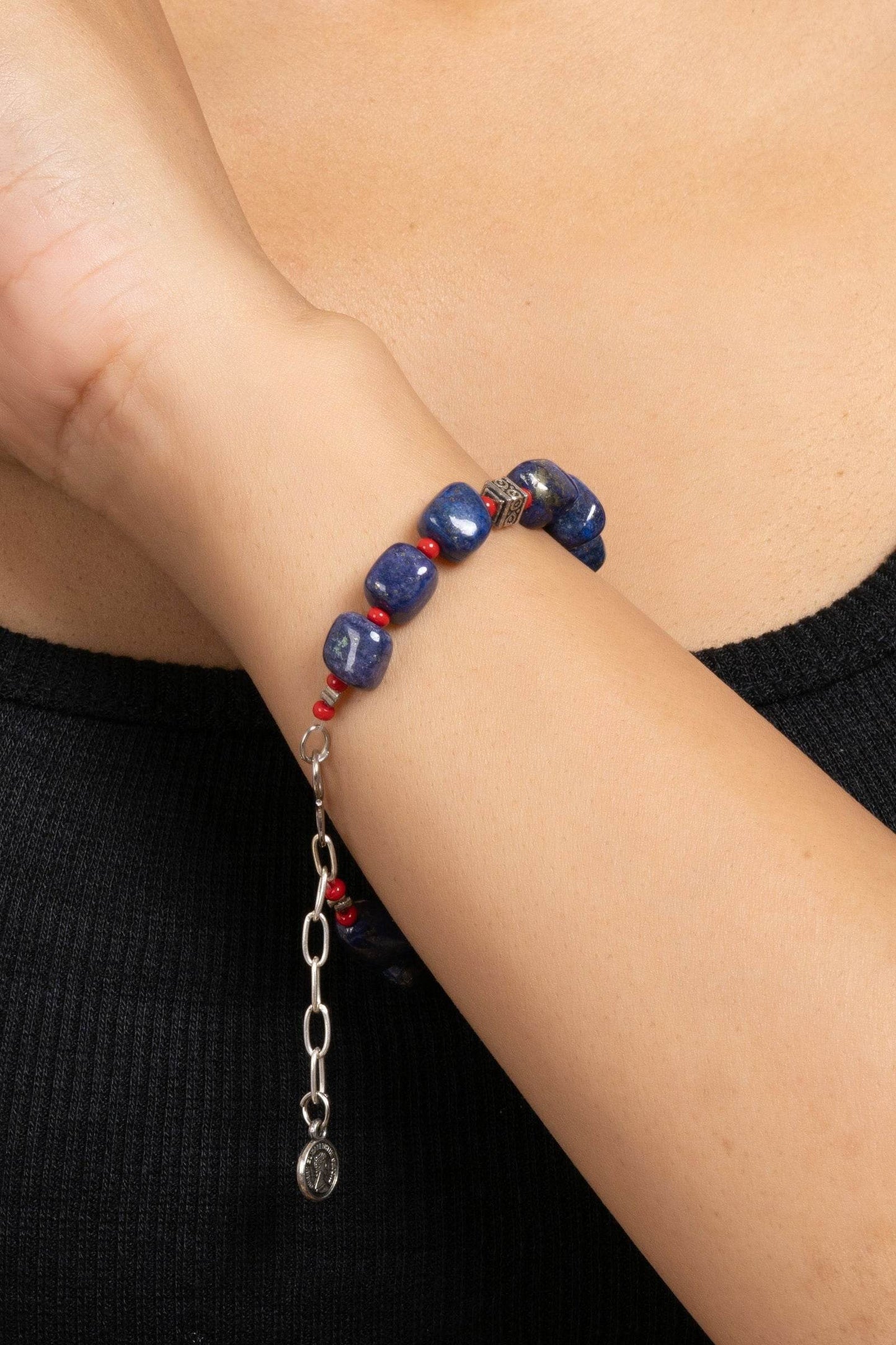 Handmade Lapis Lazuli Bracelet with Adjustable Chain – Unique Semi Precious Stone Jewelry - Lookandadorn.com