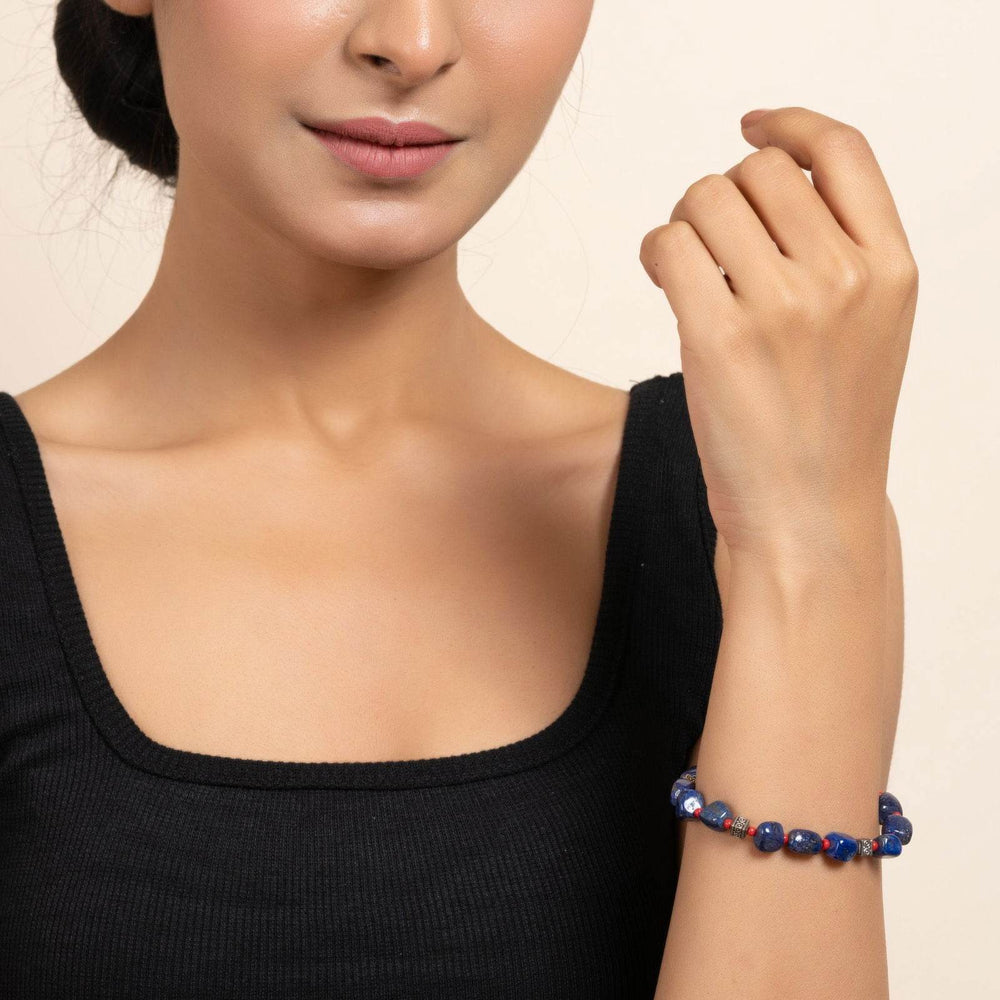 Handmade Lapis Lazuli Bracelet with Adjustable Chain – Unique Semi Precious Stone Jewelry - Lookandadorn.com