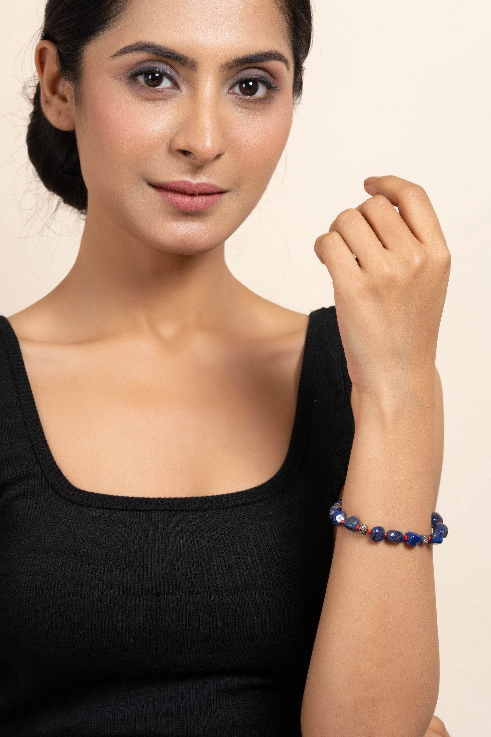 Handmade Lapis Lazuli Bracelet with Adjustable Chain – Unique Semi Precious Stone Jewelry - Lookandadorn.com