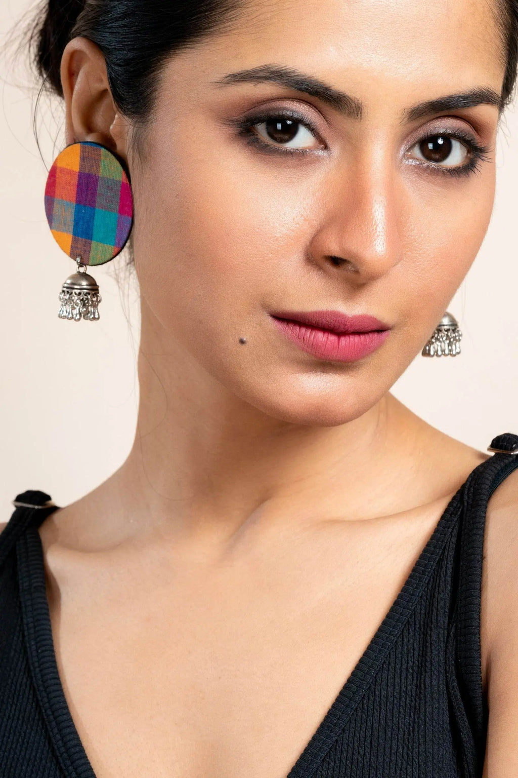 Handmade Multicolor Fabric Jhumka Earrings in German Silver - Unique, Elegant, Non-Allergic Design - Lookandadorn.com