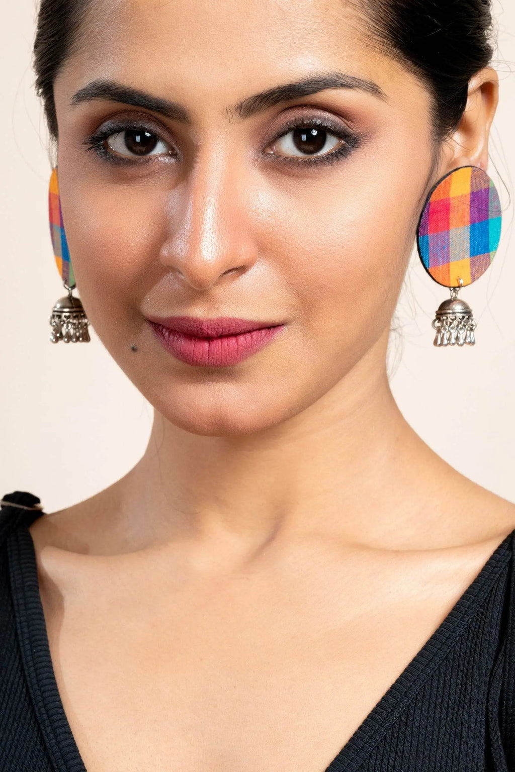 Handmade Multicolor Fabric Jhumka Earrings in German Silver - Unique, Elegant, Non-Allergic Design - Lookandadorn.com