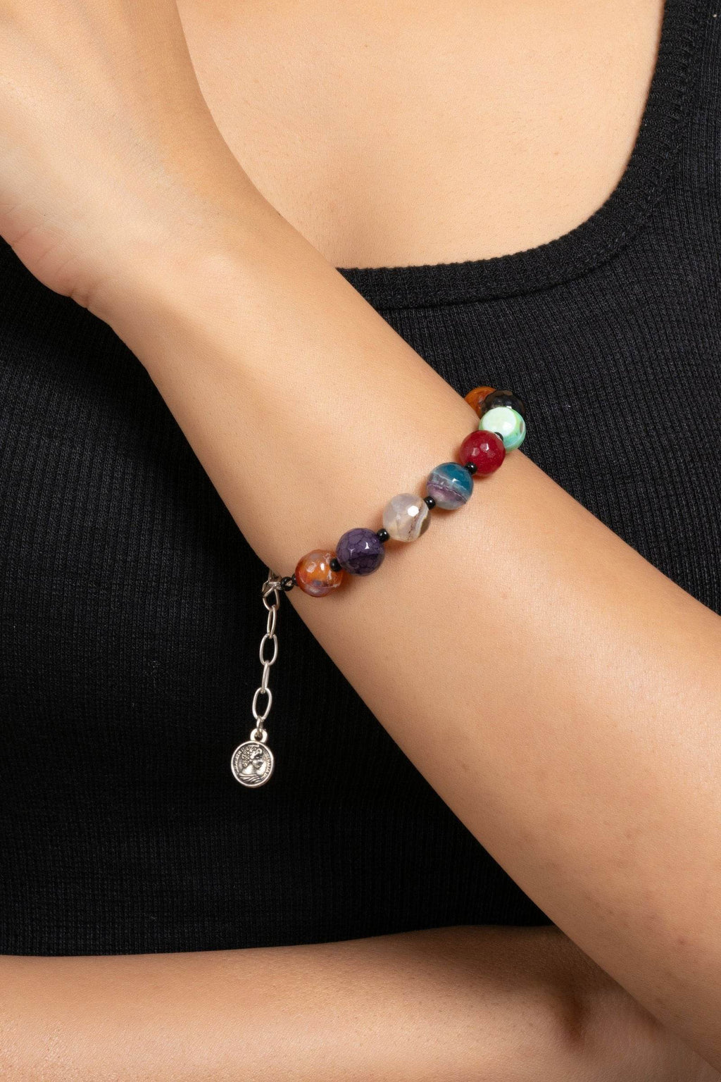 Handmade Multicolor Semi Precious Onyx Bracelets with Adjustable Chain for Women Elegant Styling - Lookandadorn.com
