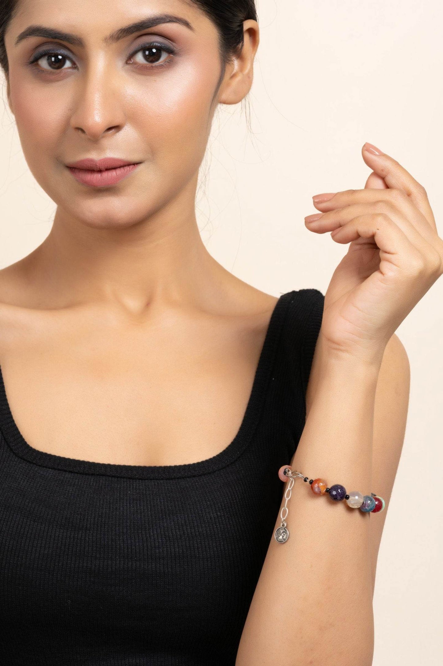 Handmade Multicolor Semi Precious Onyx Bracelets with Adjustable Chain for Women Elegant Styling - Lookandadorn.com