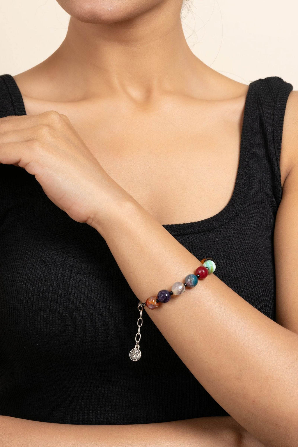 Handmade Multicolor Semi Precious Onyx Bracelets with Adjustable Chain for Women Elegant Styling - Lookandadorn.com