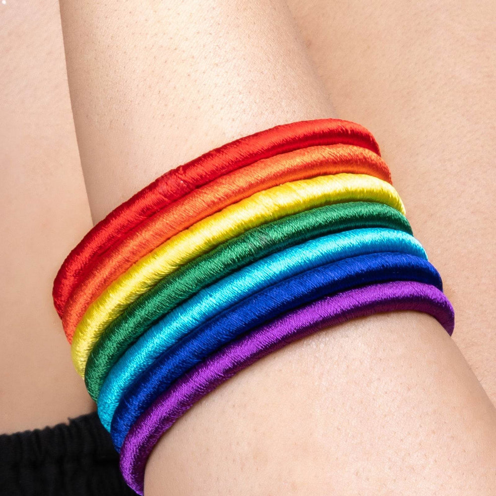 Handmade Set of 7 Colorful Silk Thread Rainbow Bangles - Unique, Vibrant Accessories - Lookandadorn.com