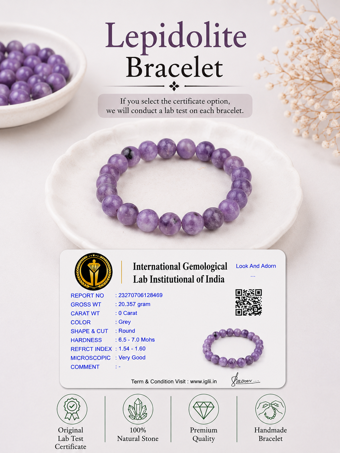 Lepidolite Bracelet LOOK AND ADORN - designed for you