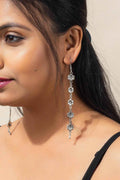 Handmade Lightweight German Silver Long Floral Dangler Earrings