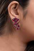Maroon Cubic Zirconia Stud Earrings - Elegant Non-Allergic Jewelry for All Occasions - Lookandadorn.com