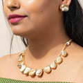Mother Of Pearl Brass Choker Necklace Jewelry Sets - Unique Jewelry For Women - Lookandadorn.com