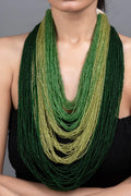Multi-Layered Czech Bead Statement Necklace in 5 Shades of Green for Women and Girls - Lookandadorn.com