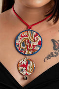 Multicolor Kalamkari Necklace - Handcrafted Cotton Fabric Jewelry for Women, Unique & Lightweight - Lookandadorn.com