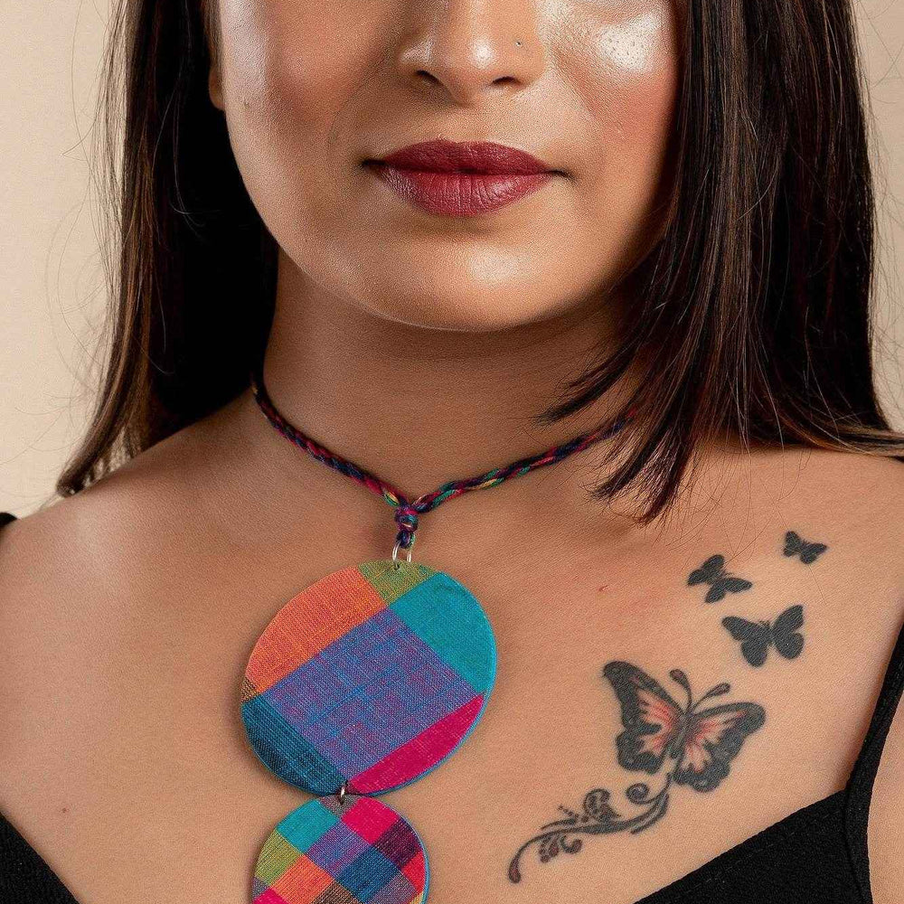 Multicolor Handmade Fabric Jewelry - Lightweight Cotton Neckpiece for Women and Girls - Lookandadorn.com