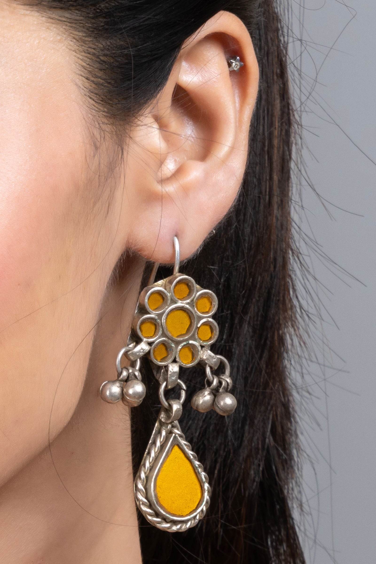 Mustard yellow earrings clearance