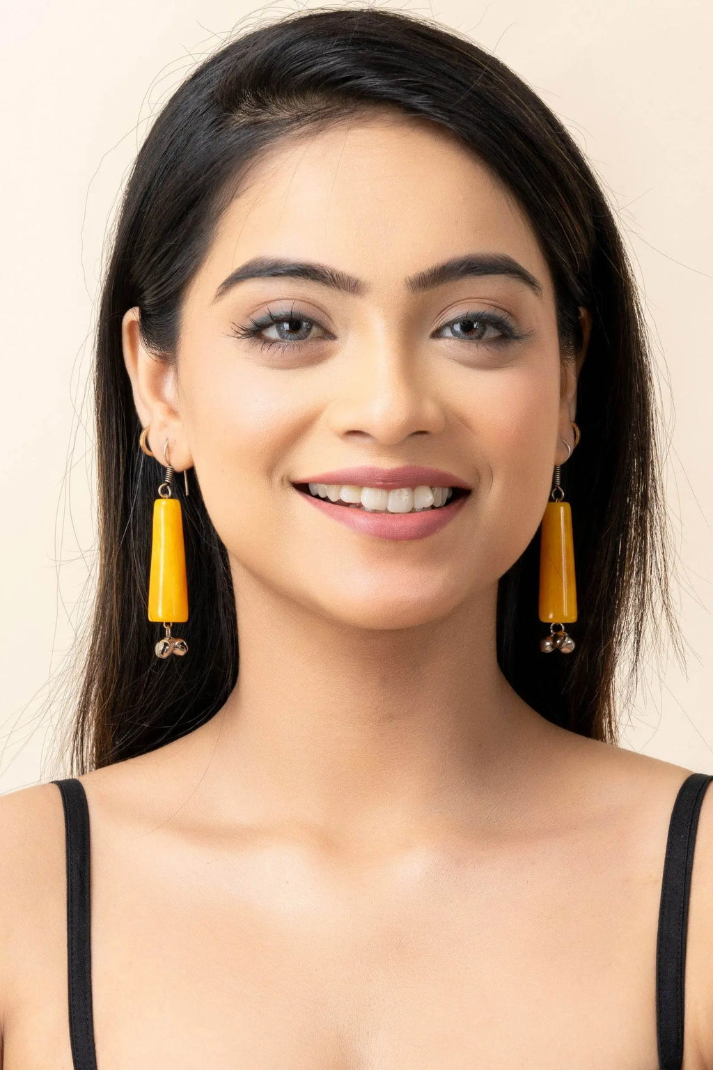 Handmade Orange Acrylic with Ghungroo Earrings - Lightweight, Comfortable, Cultural Charm - Lookandadorn.com