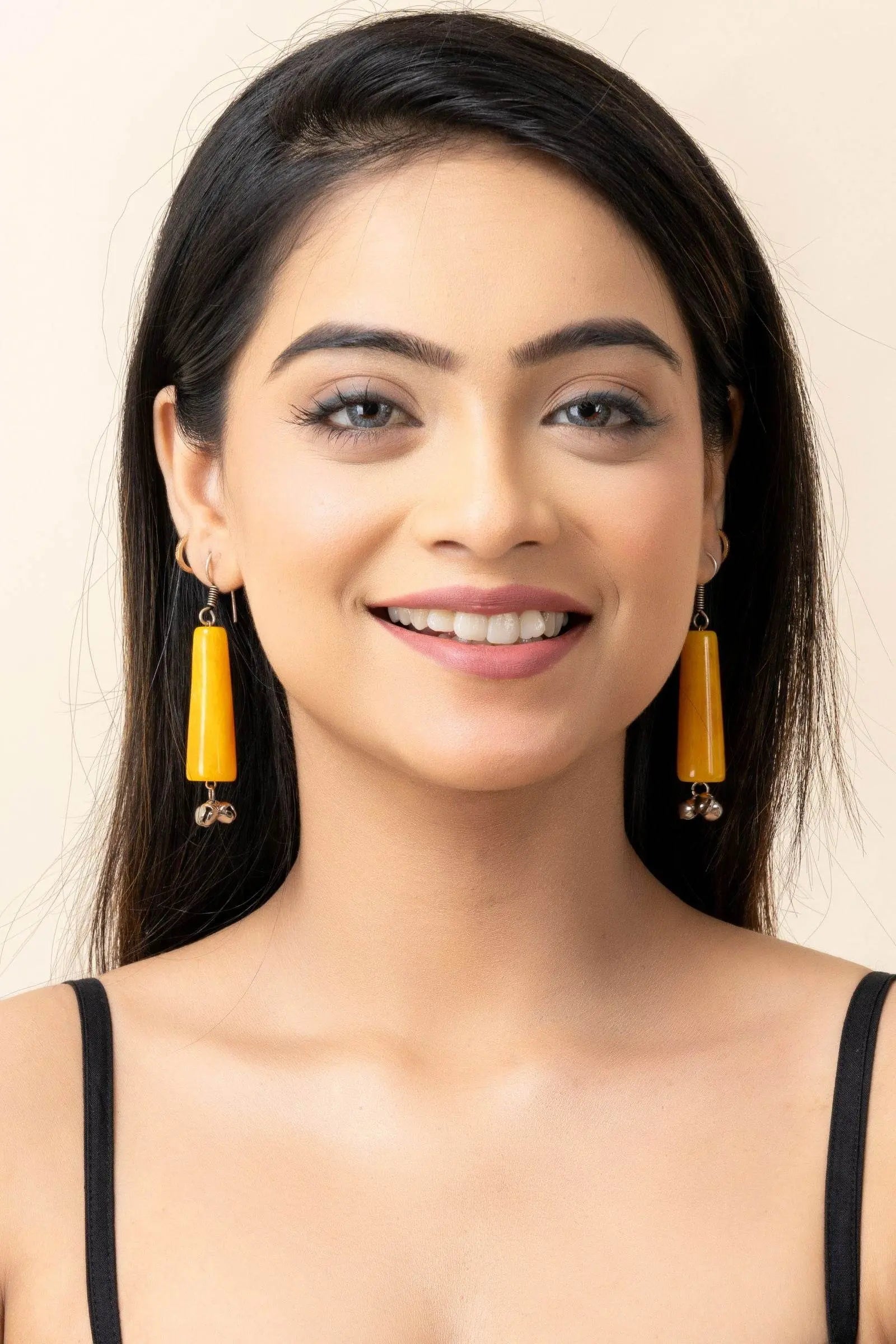 Handmade Orange Acrylic with Ghungroo Earrings - Lightweight, Comfortable, Cultural Charm - Lookandadorn.com