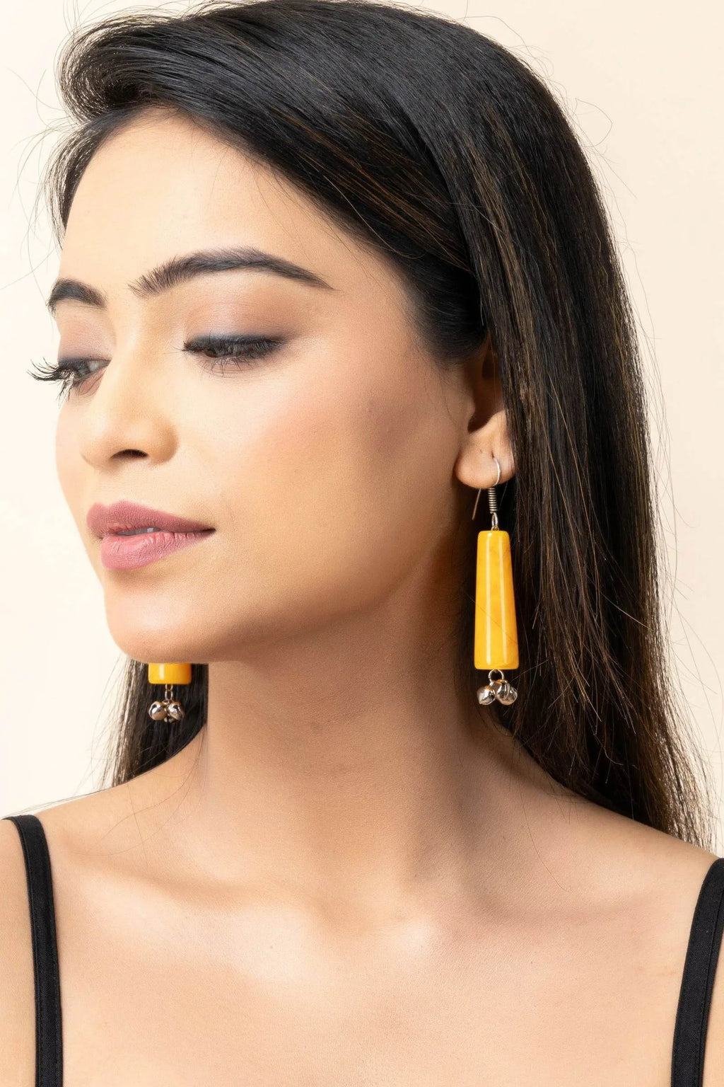 Handmade Orange Acrylic with Ghungroo Earrings - Lightweight, Comfortable, Cultural Charm - Lookandadorn.com
