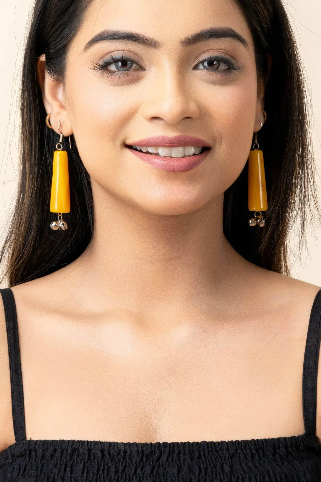 Handmade Orange Acrylic with Ghungroo Earrings - Lightweight, Comfortable, Cultural Charm - Lookandadorn.com