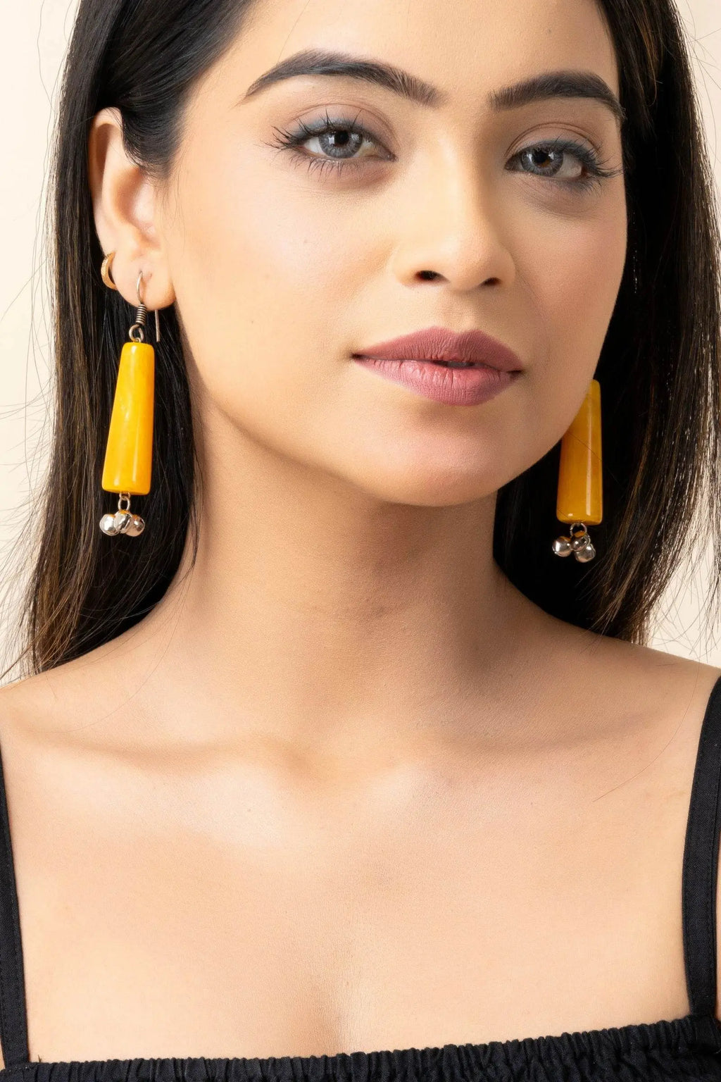 Handmade Orange Acrylic with Ghungroo Earrings - Lightweight, Comfortable, Cultural Charm - Lookandadorn.com
