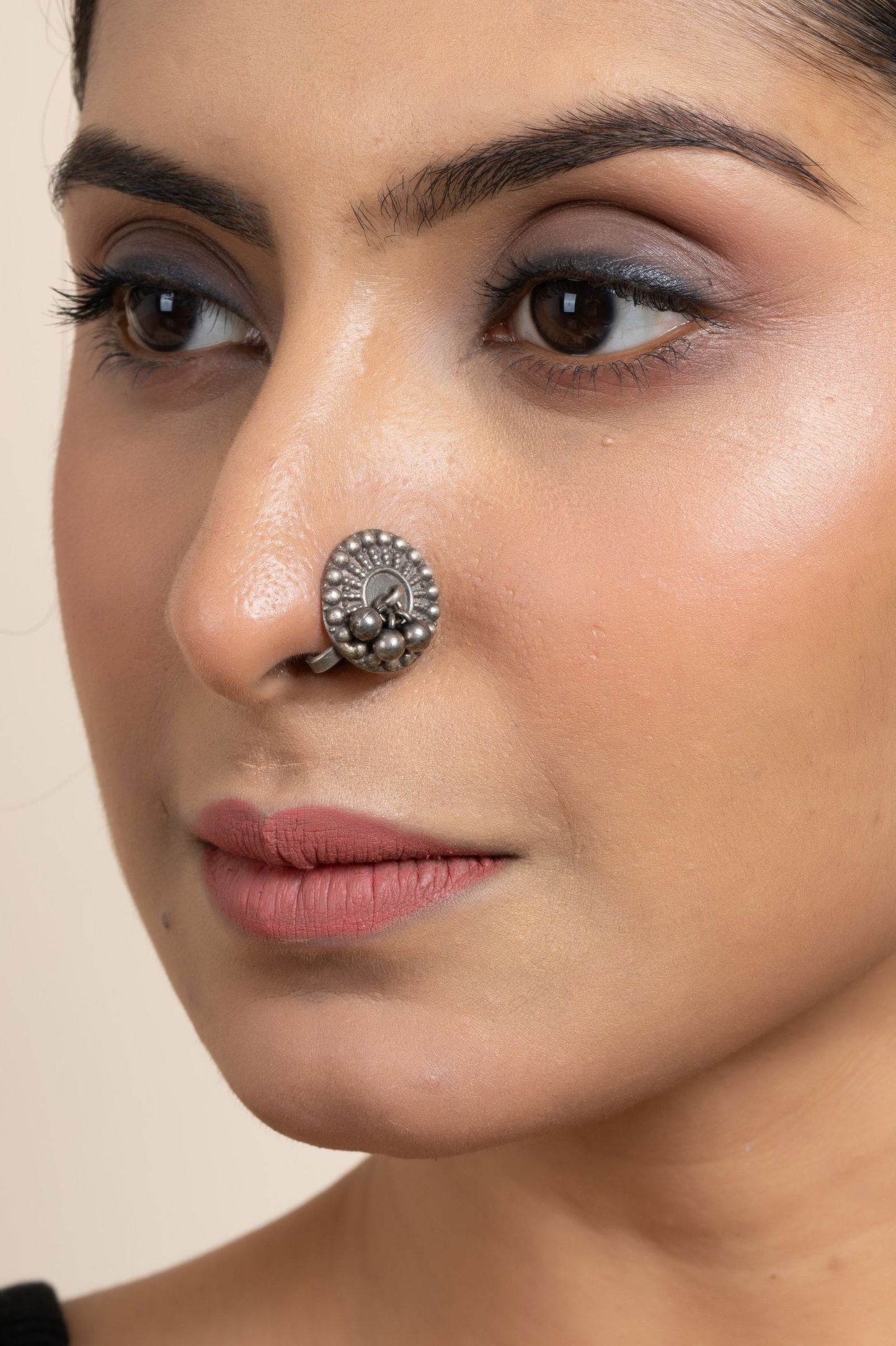 Oxidised Silver Clip On Nose Pin - Non-Allergic, Unique Design for Effortless Style - Lookandadorn.com