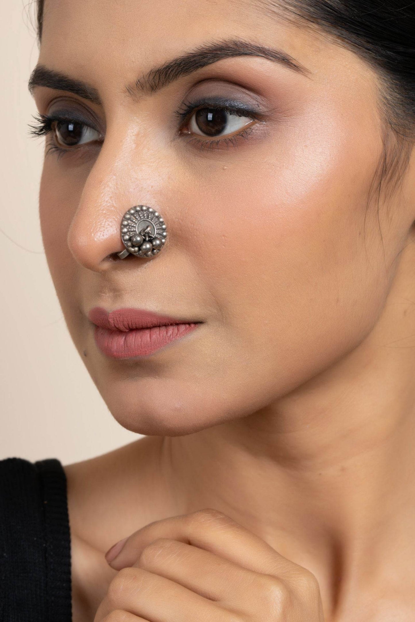 Oxidised Silver Clip On Nose Pin - Non-Allergic, Unique Design for Effortless Style - Lookandadorn.com