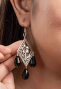 Handmade German Silver Floral Drop Crystal Earrings